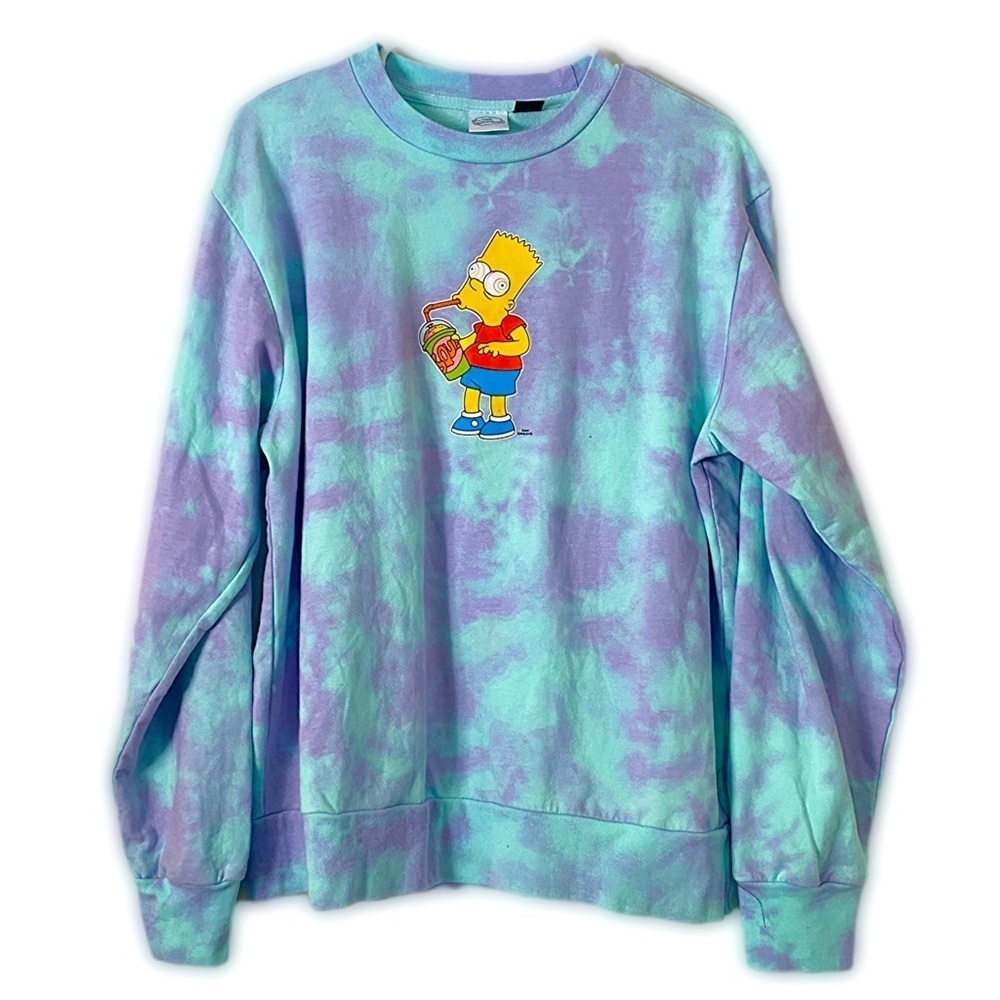 MAD Engine x The Simpsons Bart Pastel Tie-Dye Crewneck Sweatshirt M 90’s Sweater - Picture 3 of 6